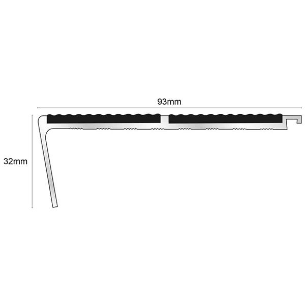 Slip Resistant 91mm x 35mm Rakeback External Stair Nosing With Tredsafe PVC Insert