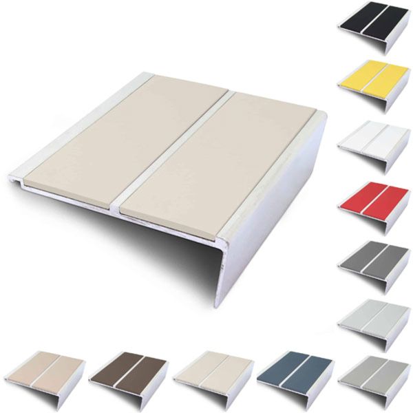 Commercial Rakeback 93mm x 32mm Stair Nosing With Non Slip PVC Insert Stair Nosing Edge Trim