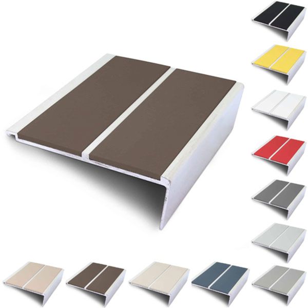 Commercial Rakeback 93mm x 32mm Stair Nosing With Non Slip PVC Insert Stair Nosing Edge Trim