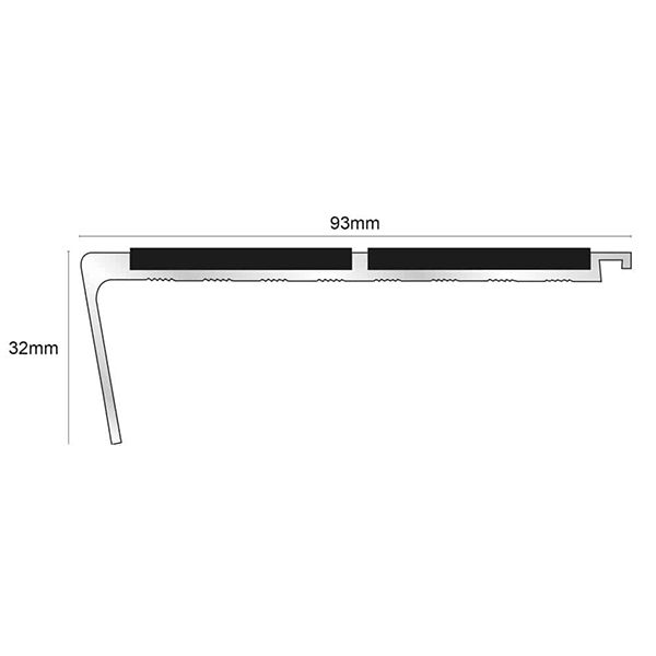 Commercial Rakeback 93mm x 32mm Stair Nosing With Non Slip PVC Insert Stair Nosing Edge Trim
