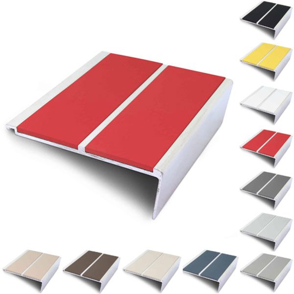 Commercial Rakeback 93mm x 32mm Stair Nosing With Non Slip PVC Insert Stair Nosing Edge Trim