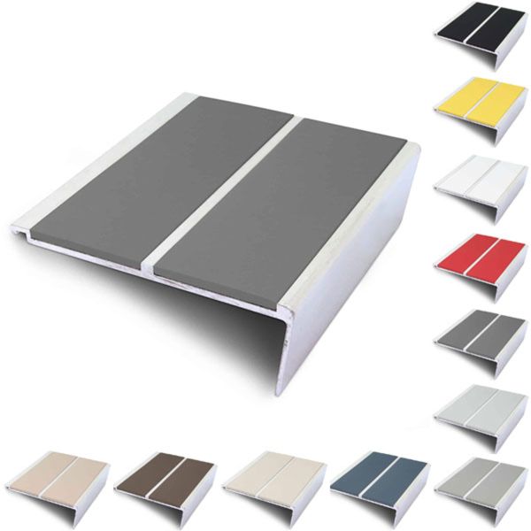 Commercial Rakeback 93mm x 32mm Stair Nosing With Non Slip PVC Insert Stair Nosing Edge Trim