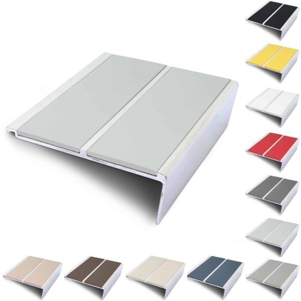 Commercial Rakeback 93mm x 32mm Stair Nosing With Non Slip PVC Insert Stair Nosing Edge Trim