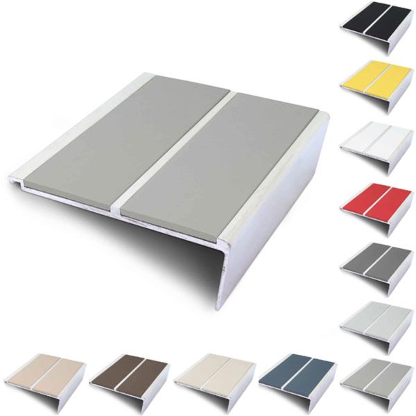 Commercial Rakeback 93mm x 32mm Stair Nosing With Non Slip PVC Insert Stair Nosing Edge Trim