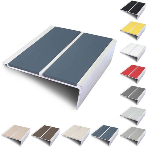 Commercial Rakeback 93mm x 32mm Stair Nosing With Non Slip PVC Insert Stair Nosing Edge Trim