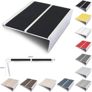 Commercial Rakeback 93mm x 32mm Stair Nosing With Non Slip PVC Insert Stair Nosing Edge Trim