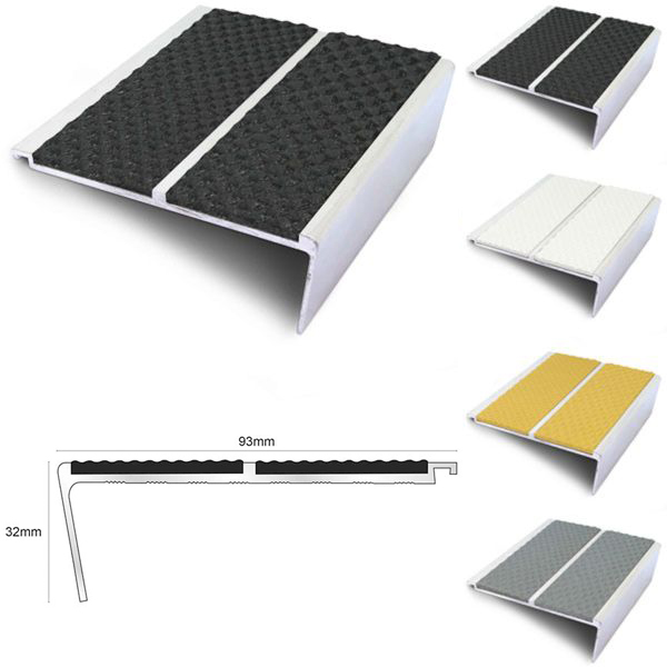 Rakeback Commercial 93mm x 32mm Stair Nosing With Tredsafe PVC Insert