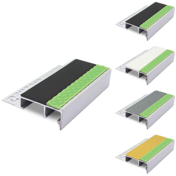 Aluminator Tile-In Stair Nosing with Non Slip Tredsafe PVC Insert for 12.5mm Flooring