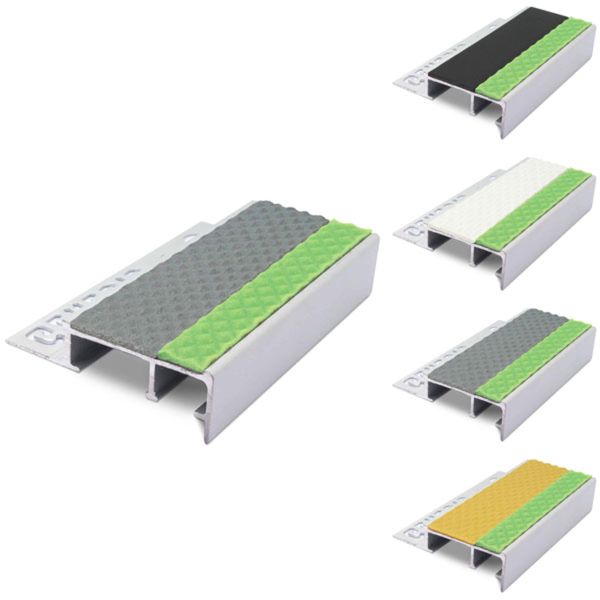 Aluminator Tile-In Stair Nosing with Non Slip Tredsafe PVC Insert for 12.5mm Flooring