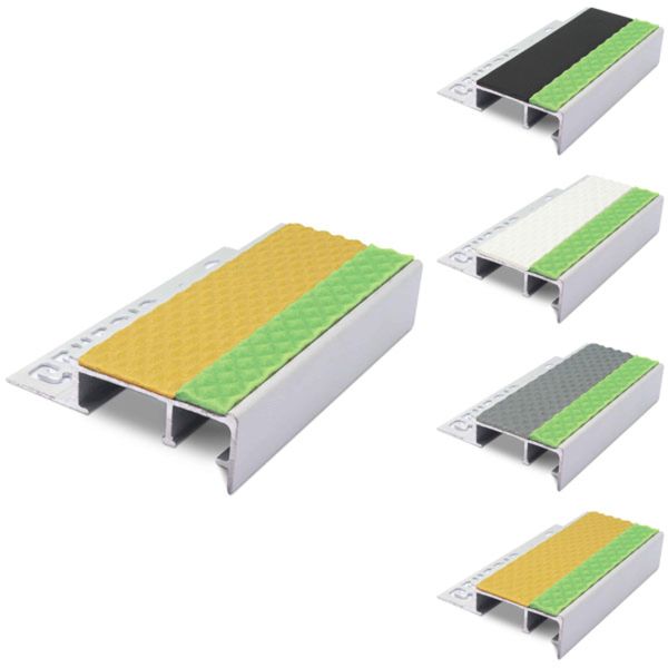 Aluminator Tile-In Stair Nosing with Non Slip Tredsafe PVC Insert for 12.5mm Flooring