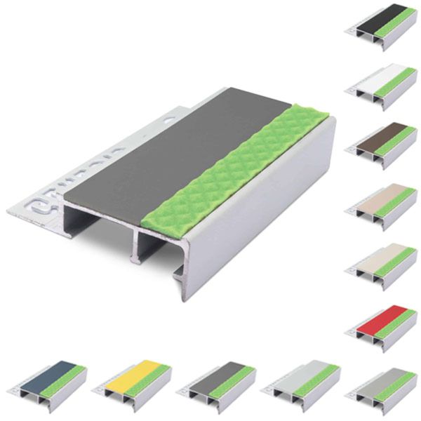 Aluminator Tile-In Stair Nosing With PVC Insert For 12.5mm Flooring