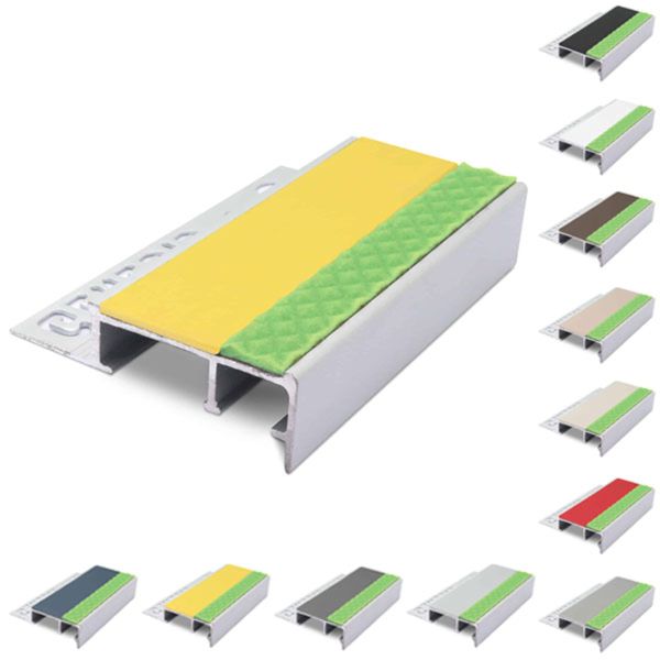 Aluminator Tile-In Stair Nosing With PVC Insert For 12.5mm Flooring