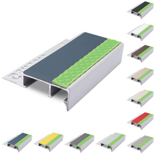 Aluminator Tile-In Stair Nosing With PVC Insert For 12.5mm Flooring