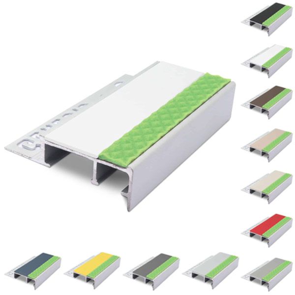 Aluminator Tile-In Stair Nosing With PVC Insert For 12.5mm Flooring