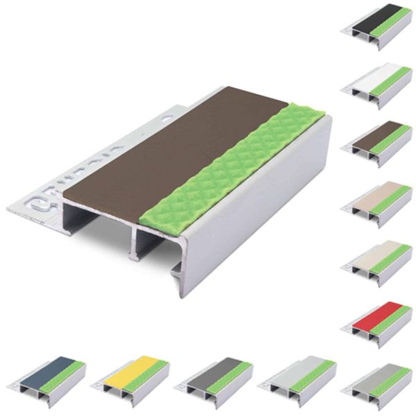 Aluminator Tile-In Stair Nosing With PVC Insert For 12.5mm Flooring