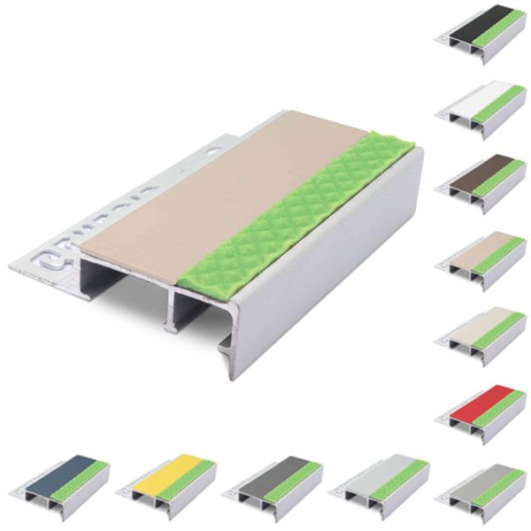 Aluminator Tile-In Stair Nosing With PVC Insert For 12.5mm Flooring