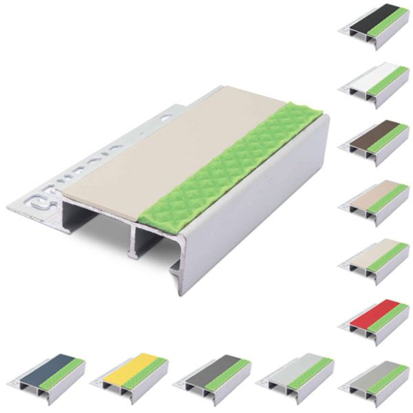 Aluminator Tile-In Stair Nosing With PVC Insert For 12.5mm Flooring