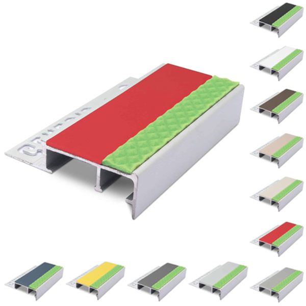 Aluminator Tile-In Stair Nosing With PVC Insert For 12.5mm Flooring