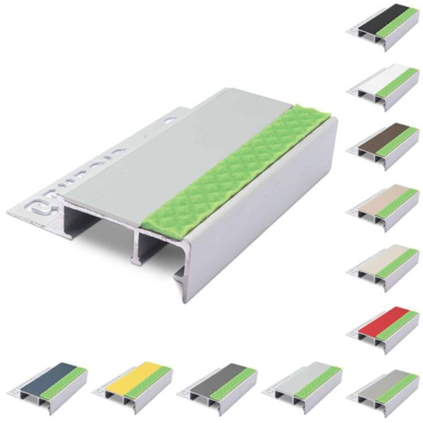 Aluminator Tile-In Stair Nosing With PVC Insert For 12.5mm Flooring