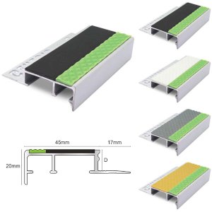 Aluminator Tile-In Stair Nosing with Non Slip Tredsafe PVC Insert for 12.5mm Flooring