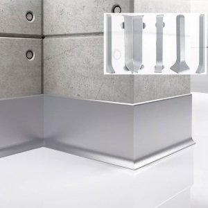 Aluminium Anodized 80mm High Waterproof Skirting Board with PVC Accessories