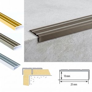 Aluminium Non Slip Stair Nosing Rubust Trim Drilled for Stairs Protection