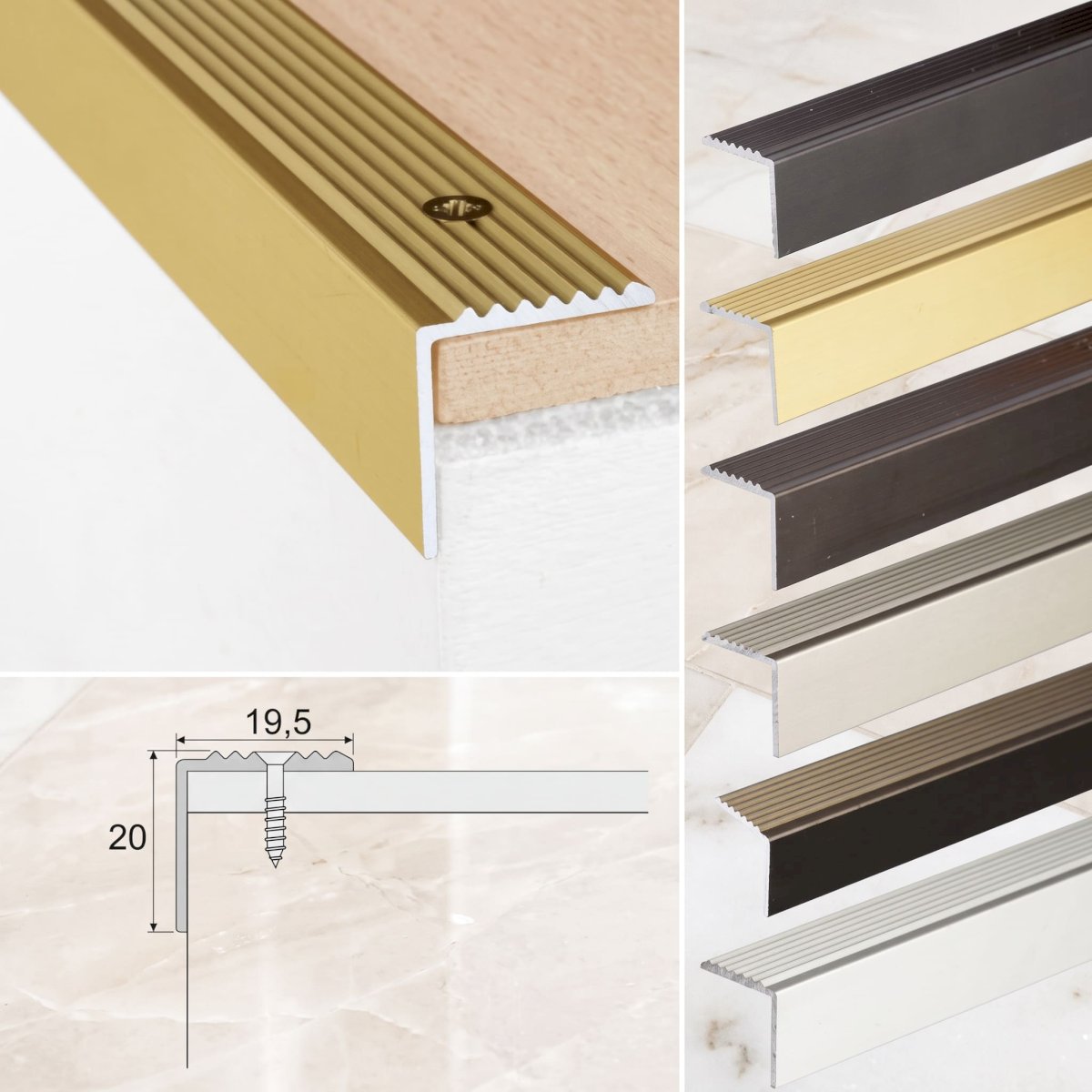  Aluminium Stair Edge Nosing Trim Ribbed Non Slip
