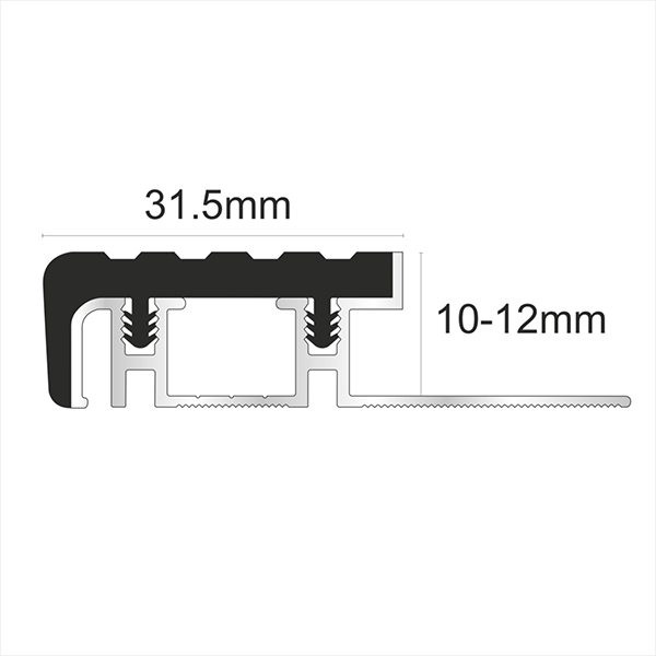 Aluminium Stair Nosing Edge Trim for Tiles and Stone-Step Nose Edging