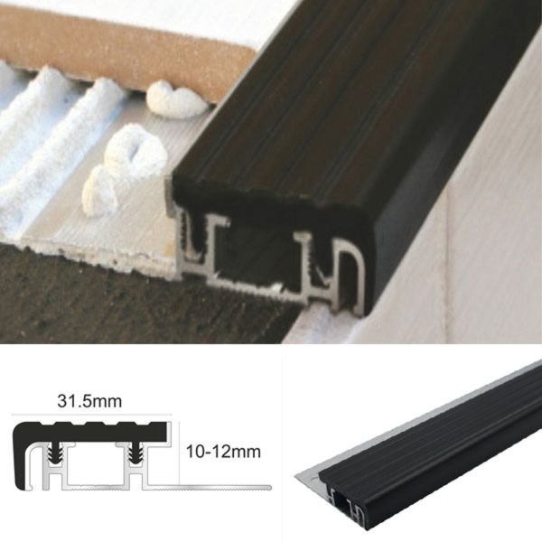 Aluminium Stair Nosing Edge Trim for Tiles and Stone-Step Nose Edging