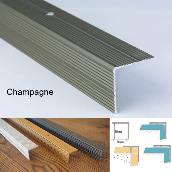 Anodised Aluminium Anti Slip Ribbed Treads Stair Nosing Edge Trim