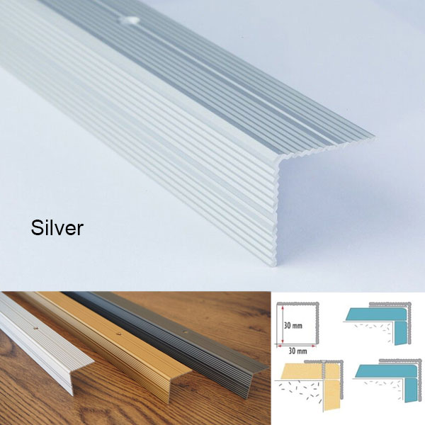 Anodised Aluminium Anti Slip Ribbed Treads Stair Nosing Edge Trim