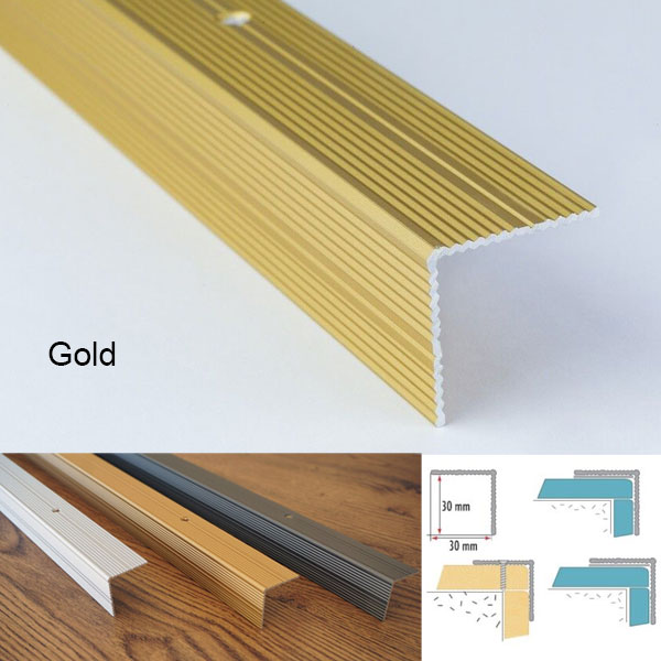 Anodised Aluminium Anti Slip Ribbed Treads Stair Nosing Edge Trim