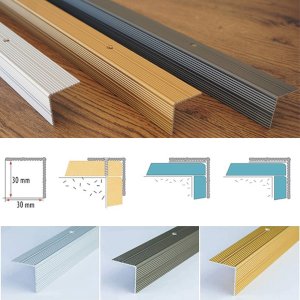 Anodised Aluminium Anti Slip Ribbed Treads Stair Nosing Edge Trim