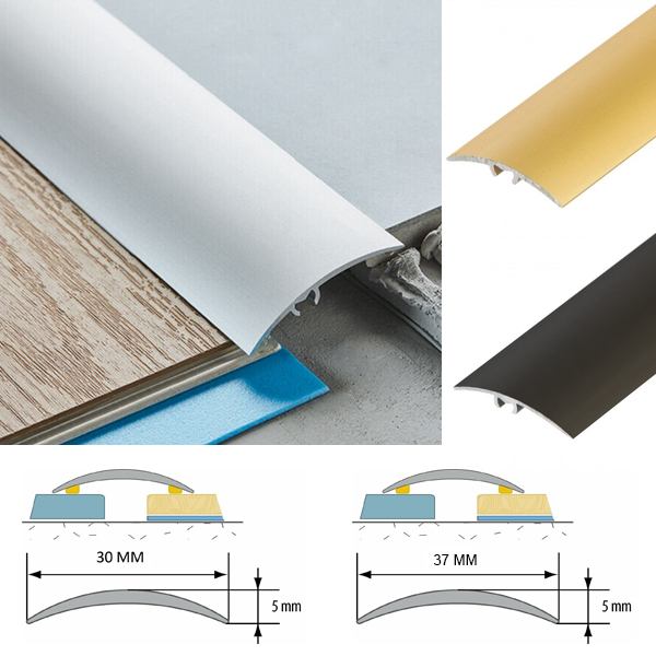 Self-Adhesive Anodized Aluminium Door Edge Trim for Floor Bars and Thresholds