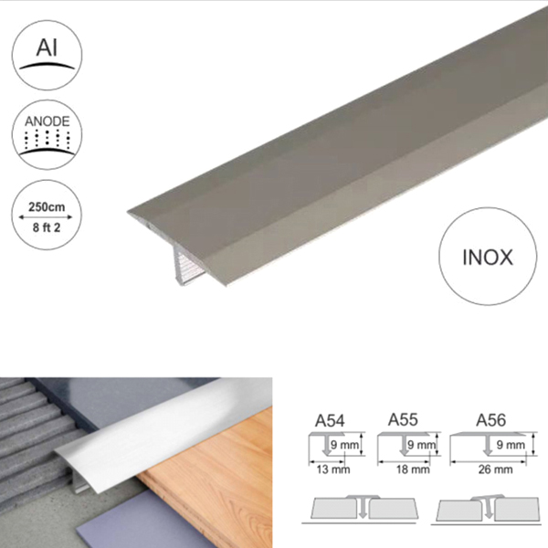Aluminium Door Threshold Anodised T Bar Profile Trim Transition Strip For Tiles