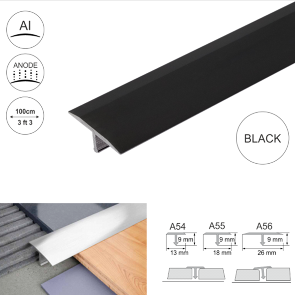 Aluminium Door Threshold Anodised T Bar Profile Trim Transition Strip For Tiles
