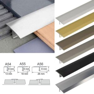 Aluminium Door Threshold Anodised T Bar Profile Trim Transition Strip For Tiles