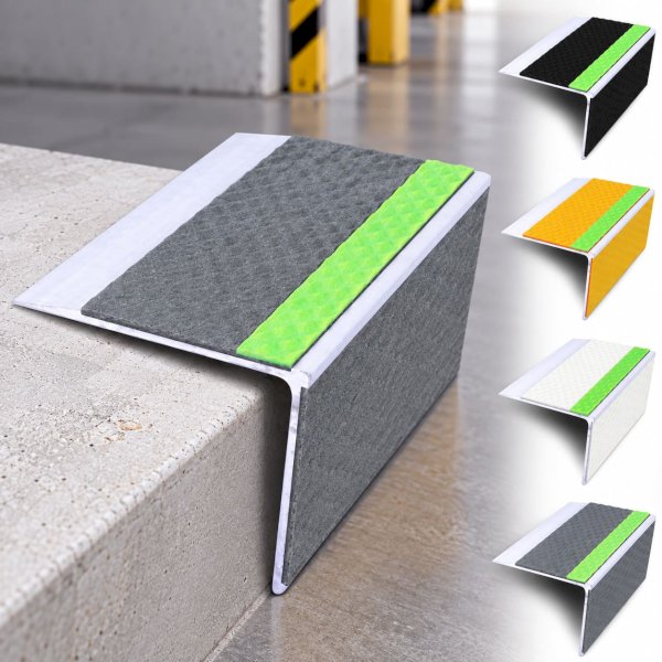Anti-Slip Aluminium Stair Nosing with PVC Insert – DDA Compliant