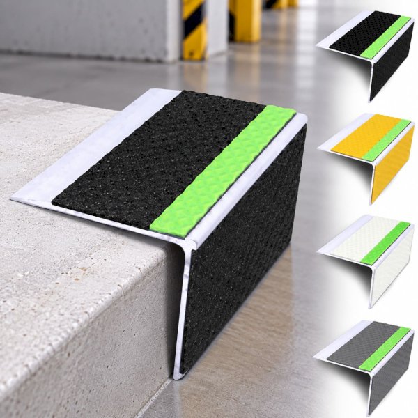 Anti-Slip Aluminium Stair Nosing with PVC Insert – DDA Compliant