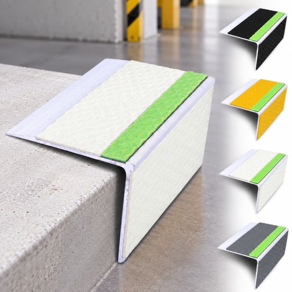 Anti-Slip Aluminium Stair Nosing with PVC Insert – DDA Compliant