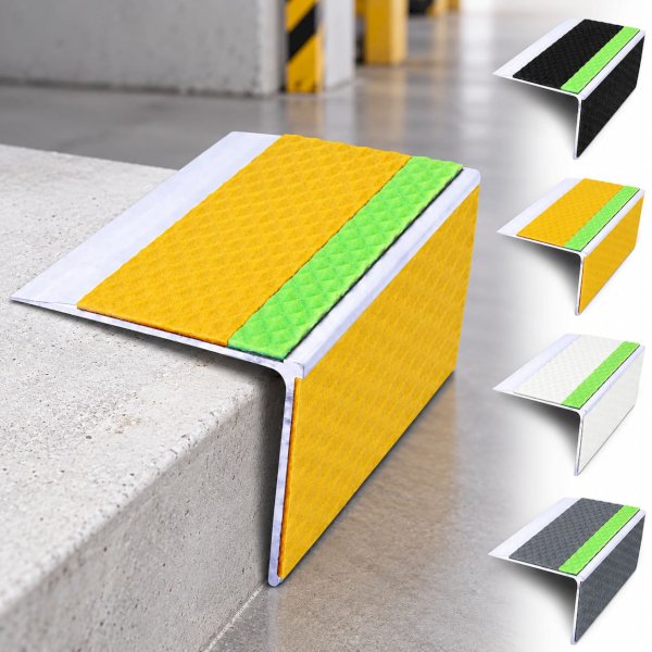 Anti-Slip Aluminium Stair Nosing with PVC Insert – DDA Compliant
