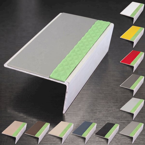 Anti Slip Rakeback Stair Nosing – Aluminium Edge Trim with PVC Insert