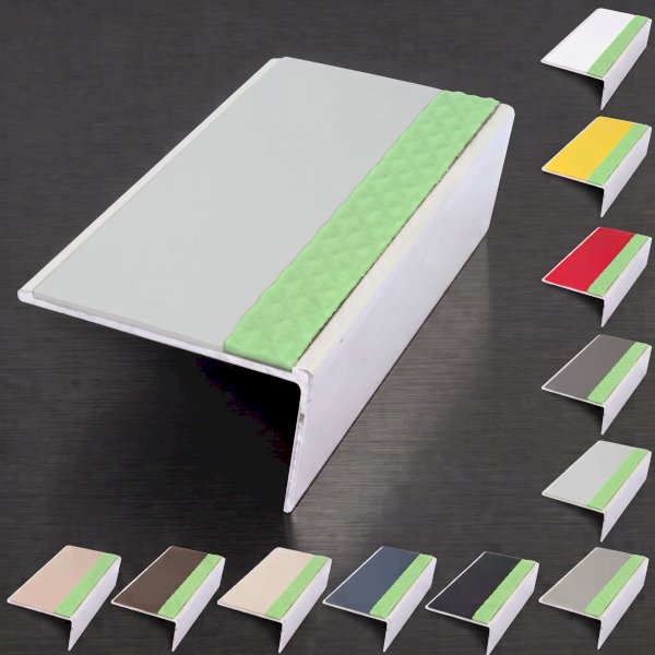 Anti Slip Rakeback Stair Nosing – Aluminium Edge Trim with PVC Insert