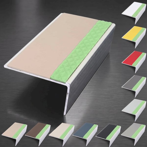 Anti Slip Rakeback Stair Nosing – Aluminium Edge Trim with PVC Insert