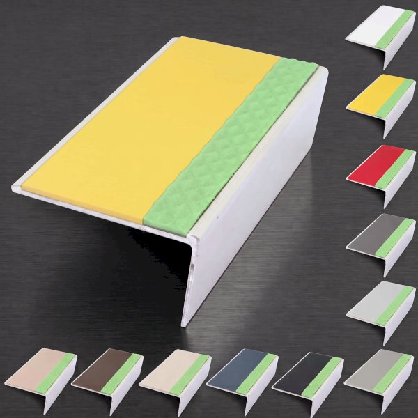 Anti Slip Rakeback Stair Nosing – Aluminium Edge Trim with PVC Insert