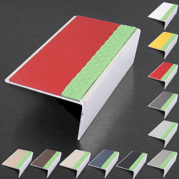 Anti Slip Rakeback Stair Nosing – Aluminium Edge Trim with PVC Insert