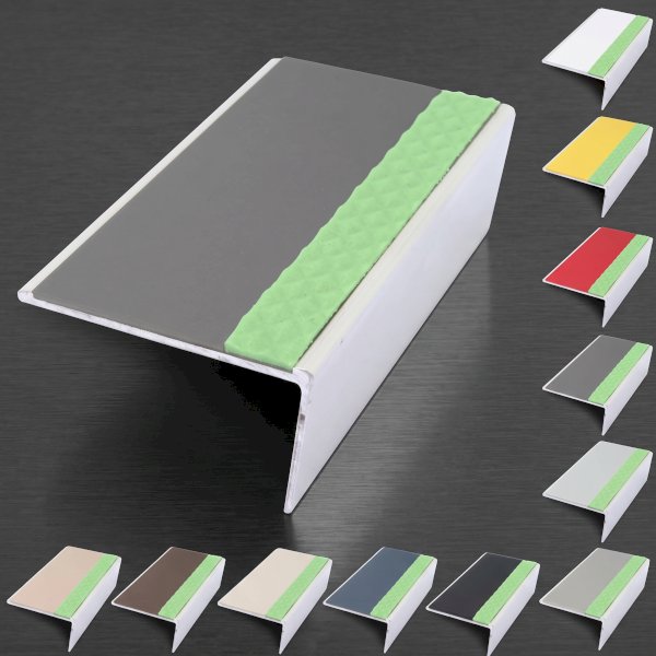 Anti Slip Rakeback Stair Nosing – Aluminium Edge Trim with PVC Insert