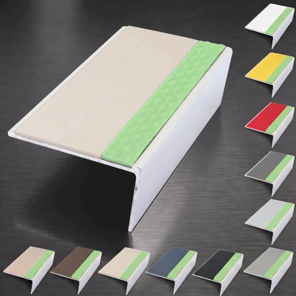 Anti Slip Rakeback Stair Nosing – Aluminium Edge Trim with PVC Insert