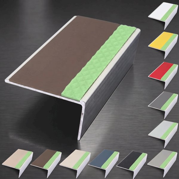 Anti Slip Rakeback Stair Nosing – Aluminium Edge Trim with PVC Insert