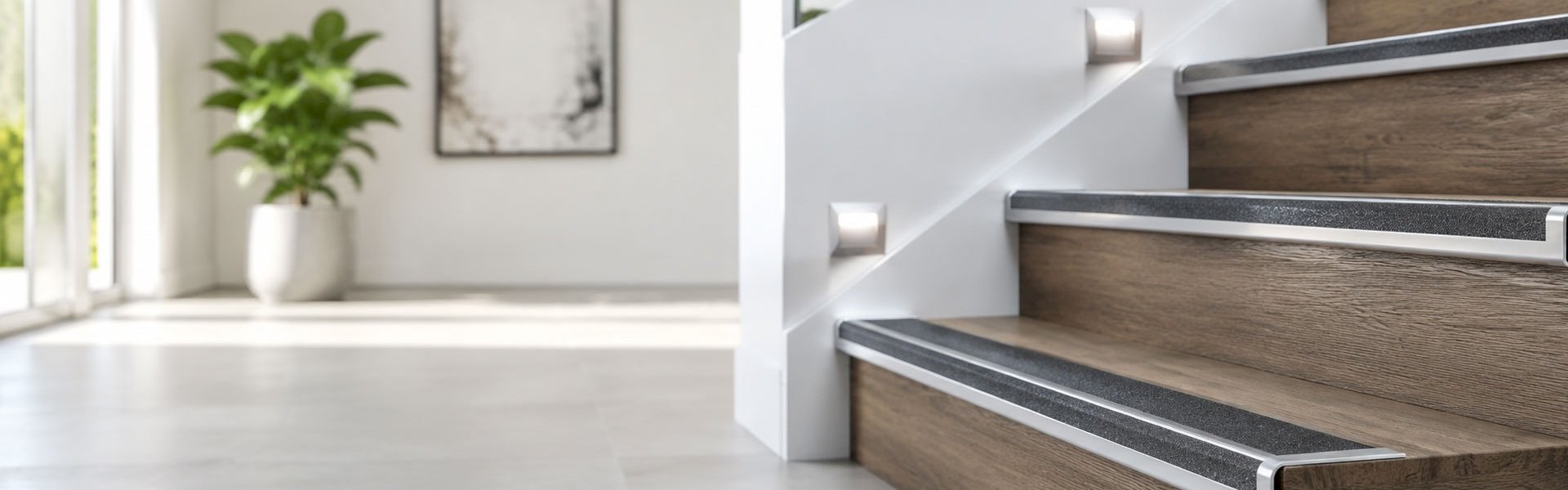 Aluminium stair nosing on steps for safer everyday use